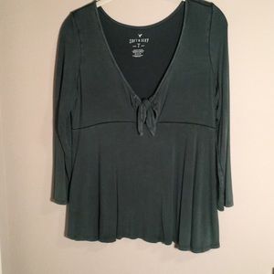 AE soft and sexy 3/4 sleeve tie top